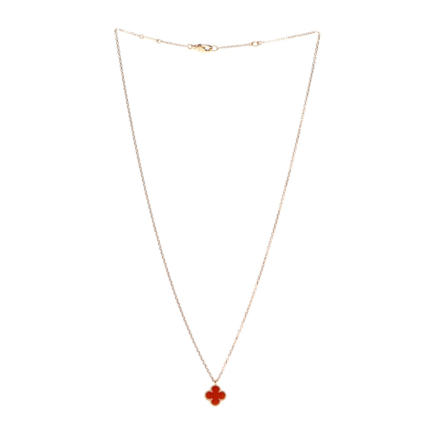 18K Rose Gold Carnelian Sweet Alhambra Pendant Necklace