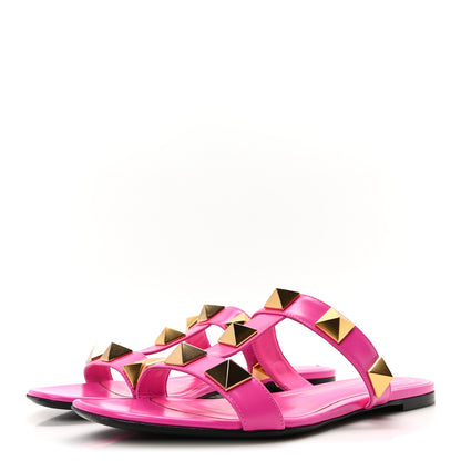 Valentino Garavani Calfskin Roman Stud Flat Sandals 40 Feminine Pink 4 of 9