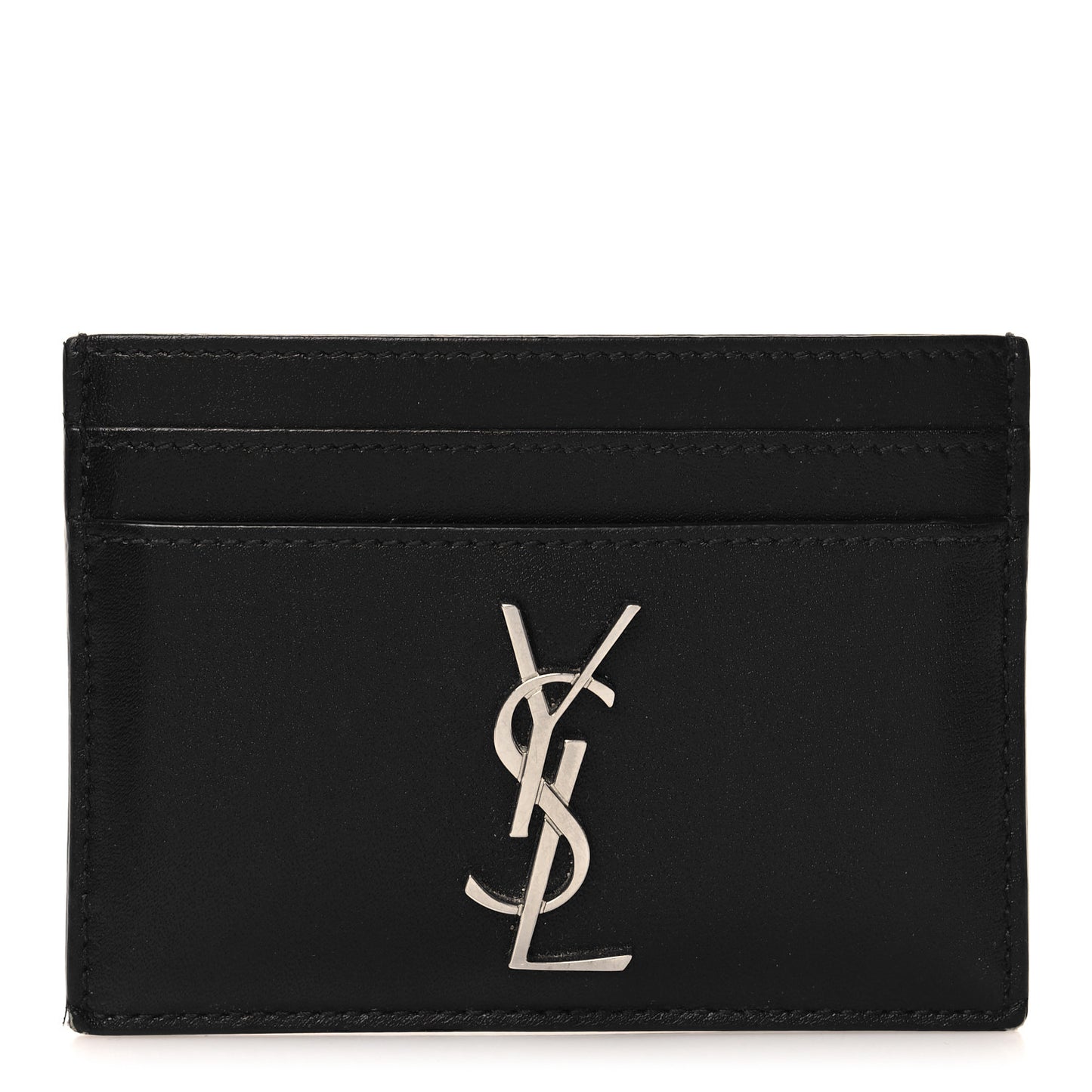 Calfskin Monogram Credit Card Case Black