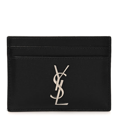 Saint Laurent Calfskin Monogram Credit Card Case Black 1 of 10