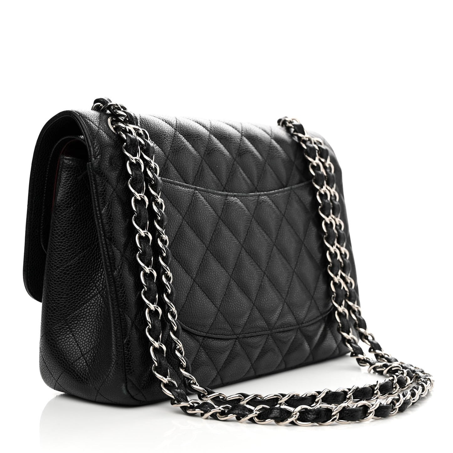 Caviar Quilted Jumbo Double Flap Black
