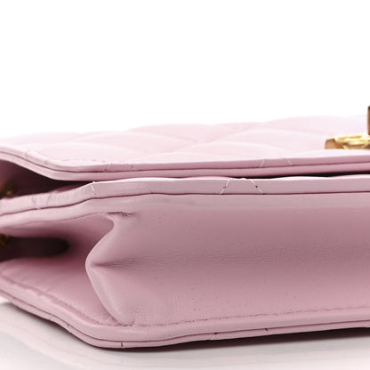 Chanel Lambskin Quilted Logo WOC Wallet On Chain Pink 10 of 17