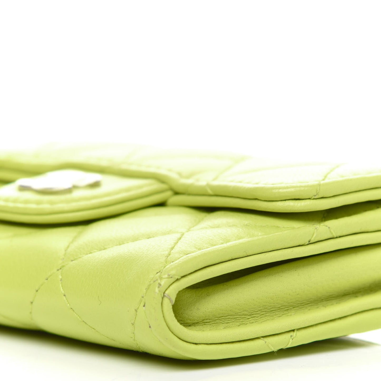 Lambskin Quilted Flap Card Holder Wallet Yellow