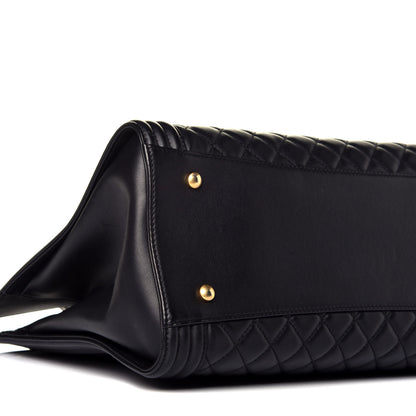 Chanel Calfskin Quilted Boy Shopping Tote Black 7 of 8