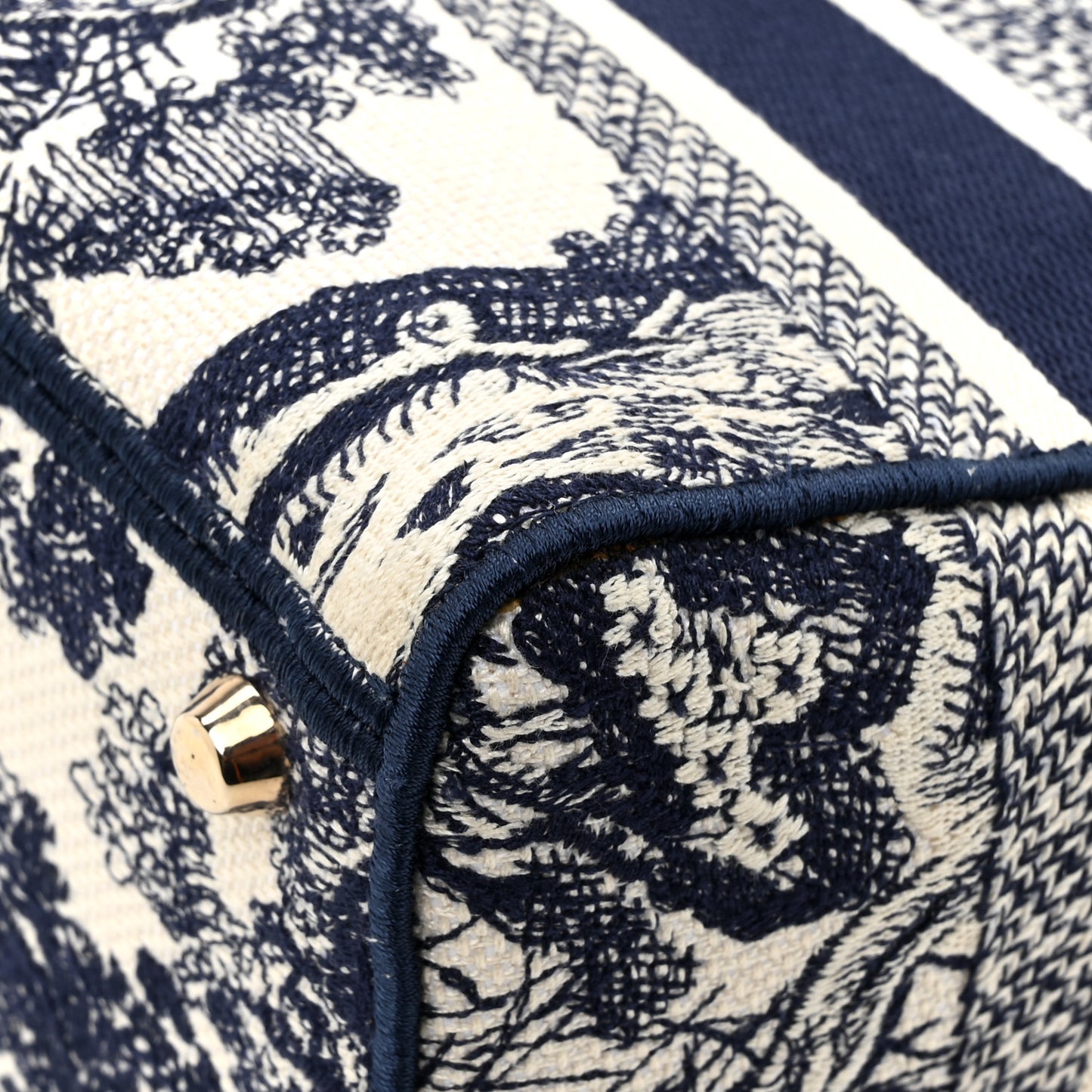 Canvas Toile De Jouy Embroidered Medium Lady D-Lite Navy