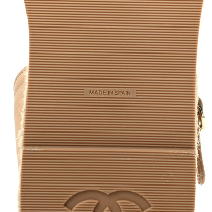 Chanel Lambskin Cap Toe CC Espadrille Sandals 37 Beige Black 6 of 9
