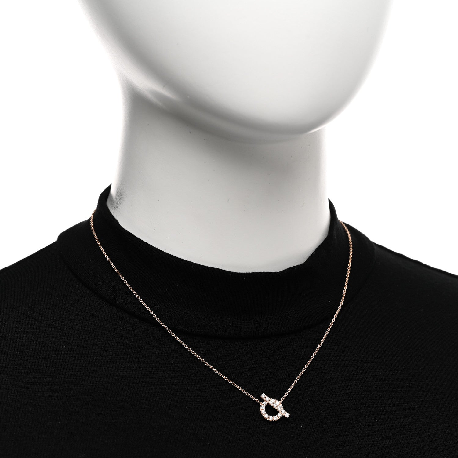 Hermes 18K Rose Gold Diamond Finesse Pendant Necklace 2 of 6