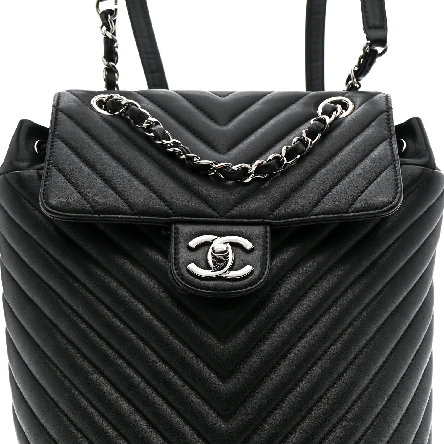 Chanel CHANEL Calfskin Chevron Quilted Small Urban Spirit Backpack Black Black 8 of 10