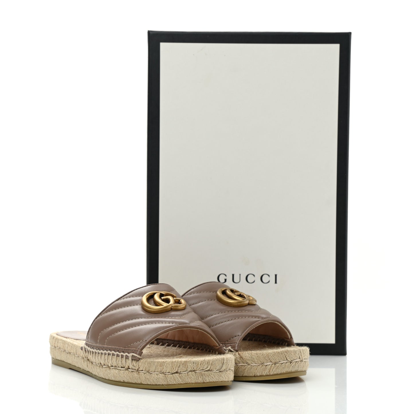 Nappa Matelasse GG Marmont Espadrille Slide Sandals 37 Porcelain Rose