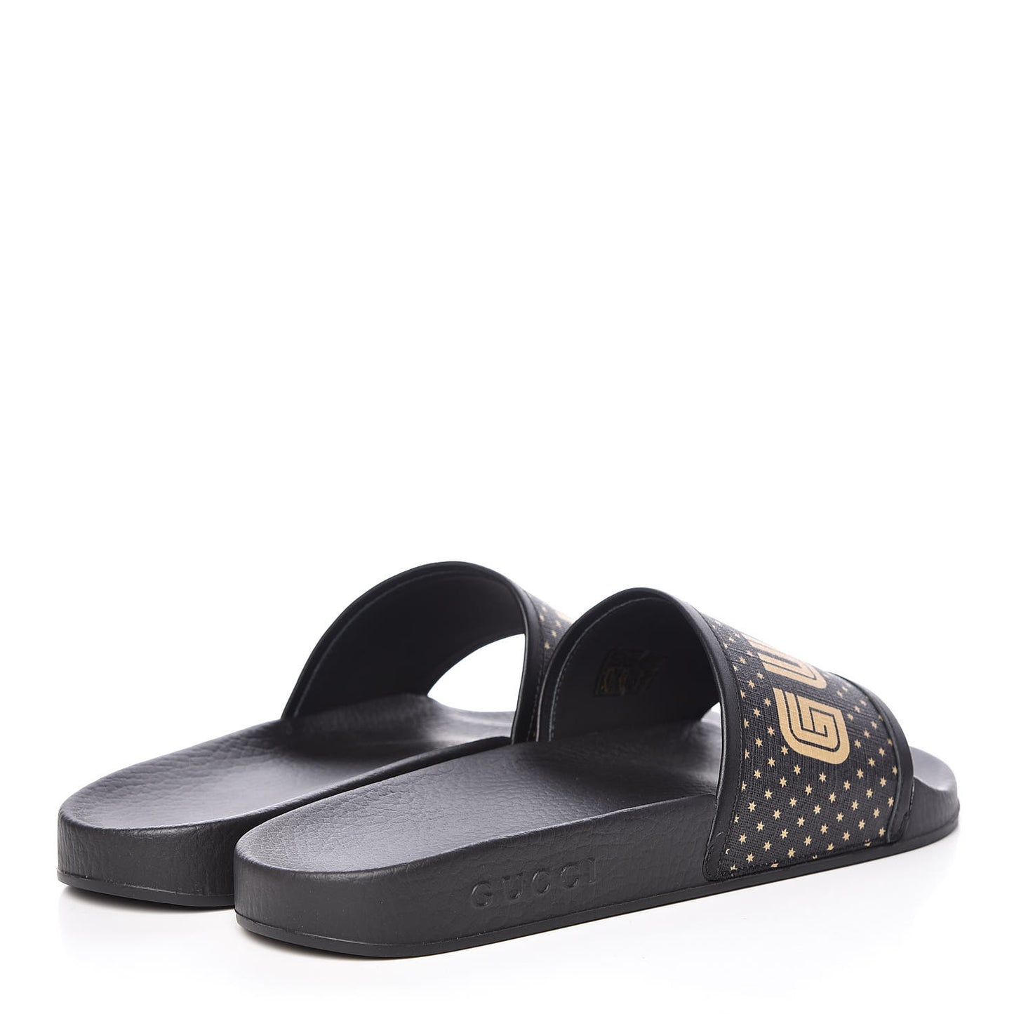 X SEGA Supreme Canvas GUCCY Stars Mens Slide Sandals 9 Black Gold