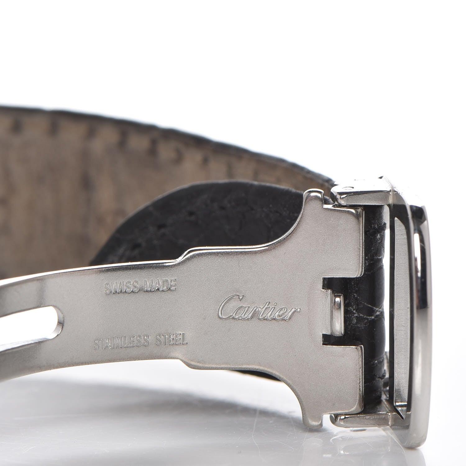 Cartier Stainless Steel Alligator 24mm Tank Solo Logo Quartz Watch 5 of 11
