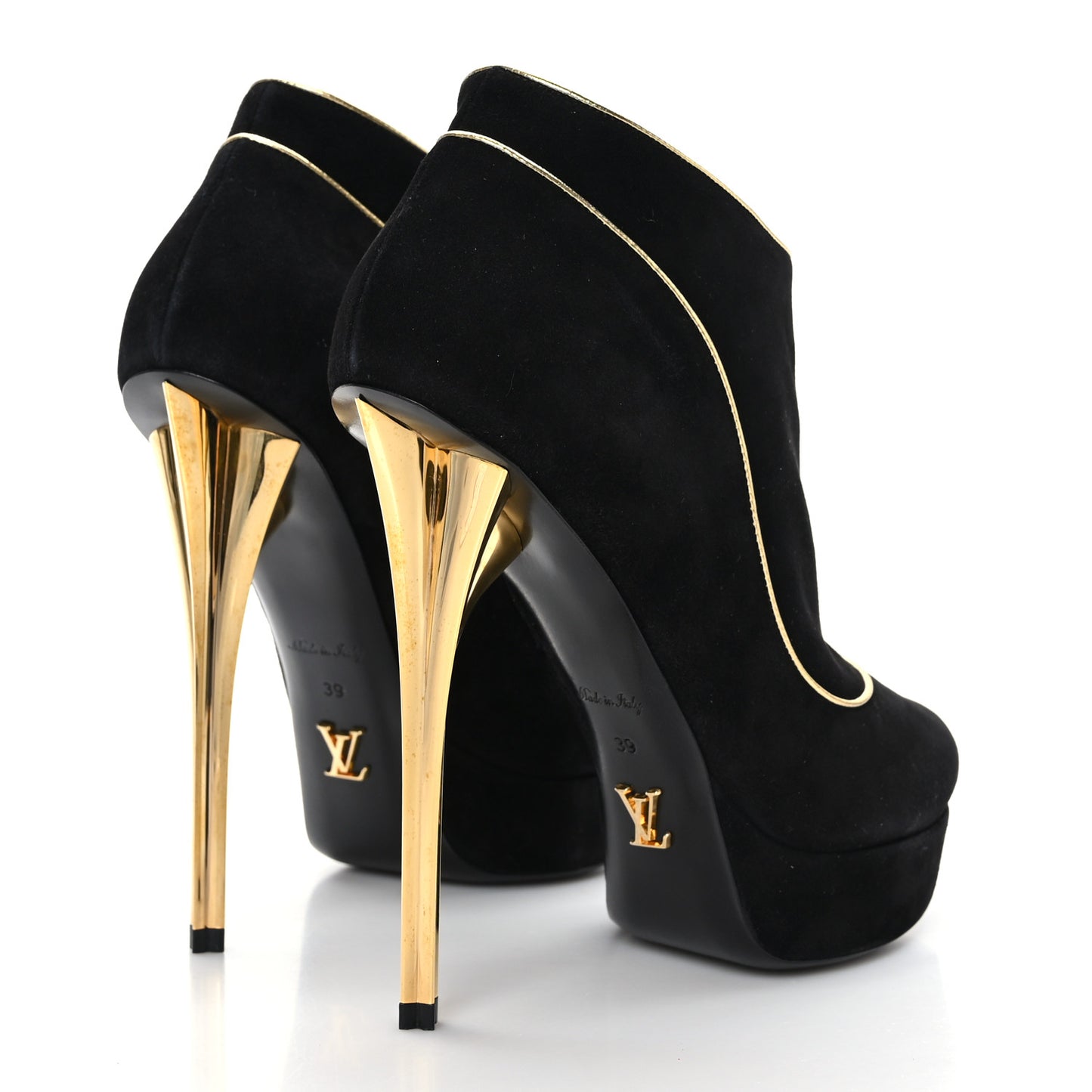 Suede Peep Toe Platform Booties 39 Black