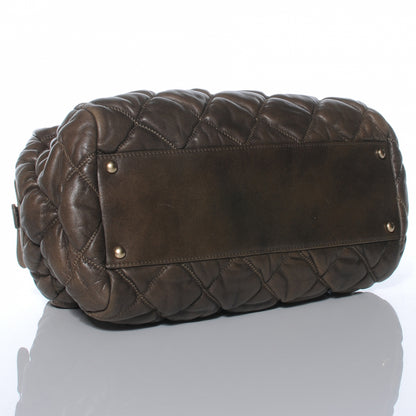 Chanel Lambskin Bubble Quilt Bowler Dark Beige 4 of 7