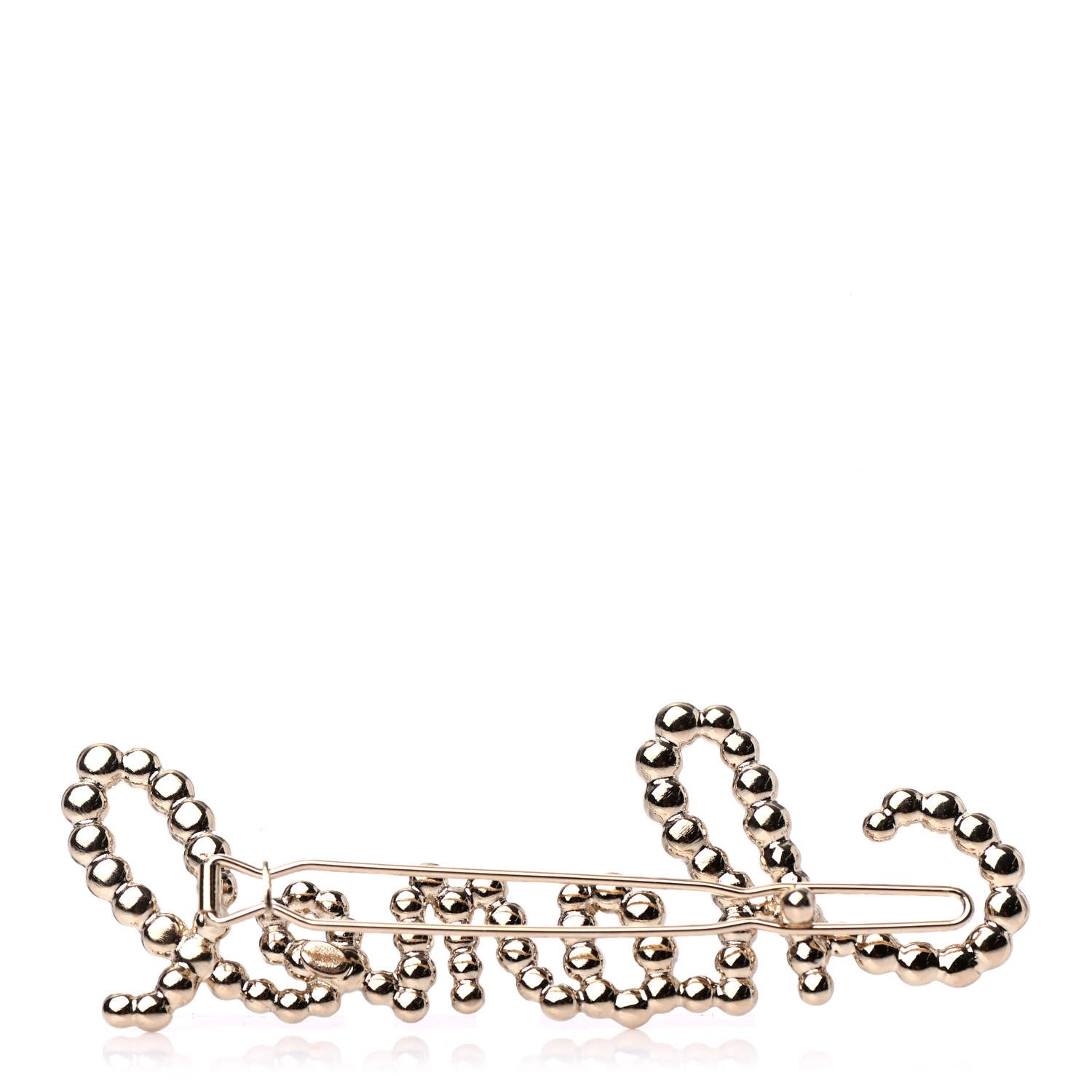Chanel Metal Glass Swirling Pearls Hair Clip Gold 3 of 4