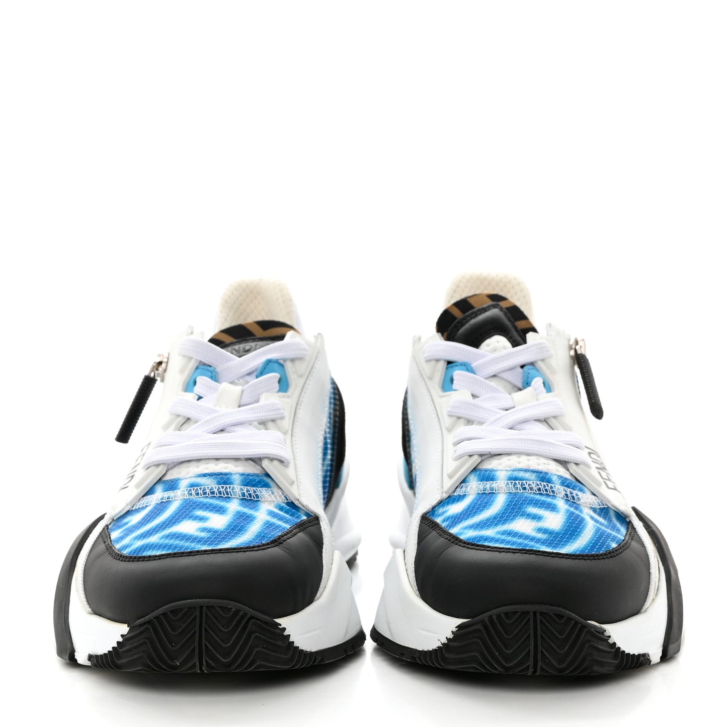 X SARAH COLEMAN Nylon Suede Lycra FF Vertigo Fendi Flow Low Top Sneakers 38.5 Transparent Cyber Blue