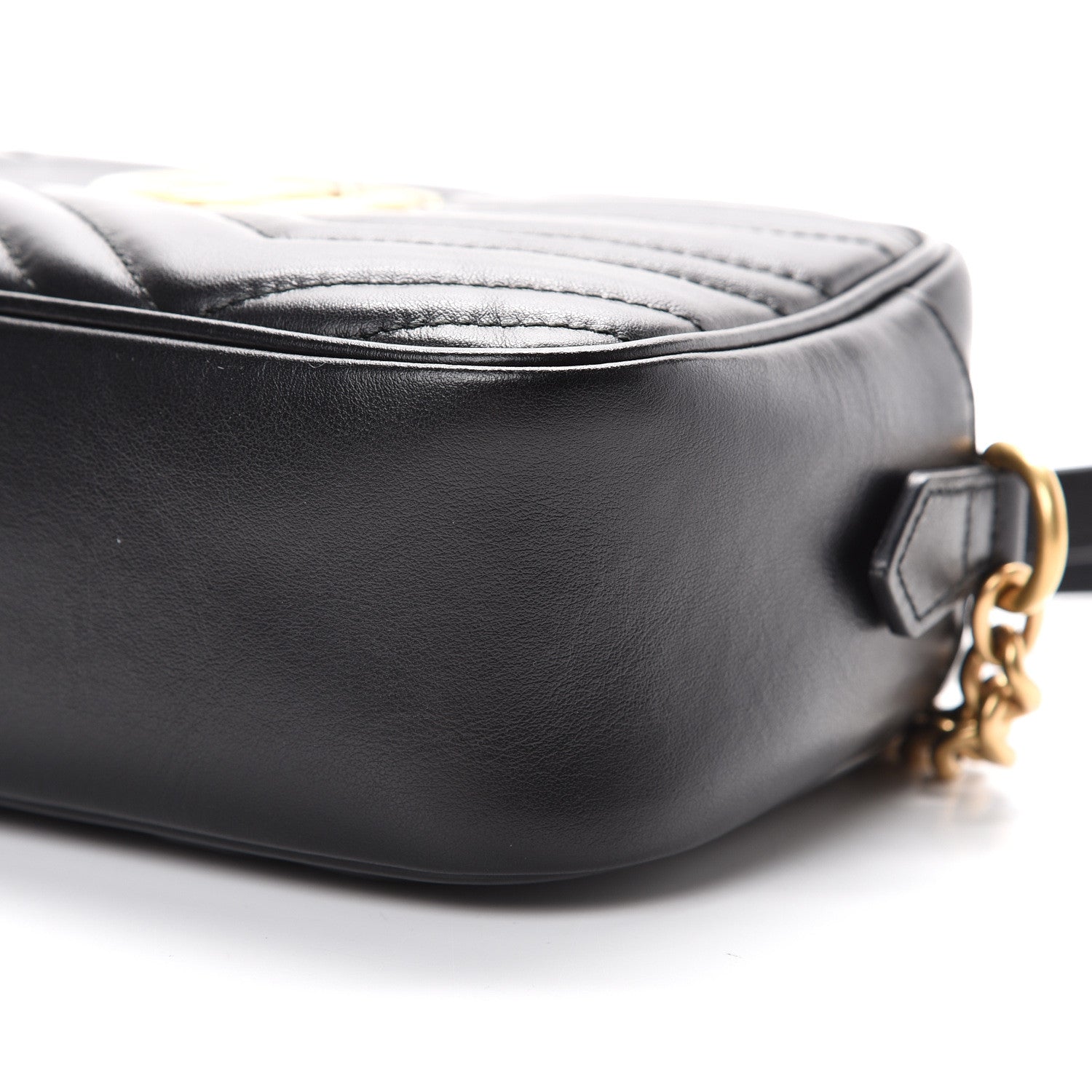 Gucci Calfskin Matelasse Small GG Marmont Chain Shoulder Bag Black 9 of 10