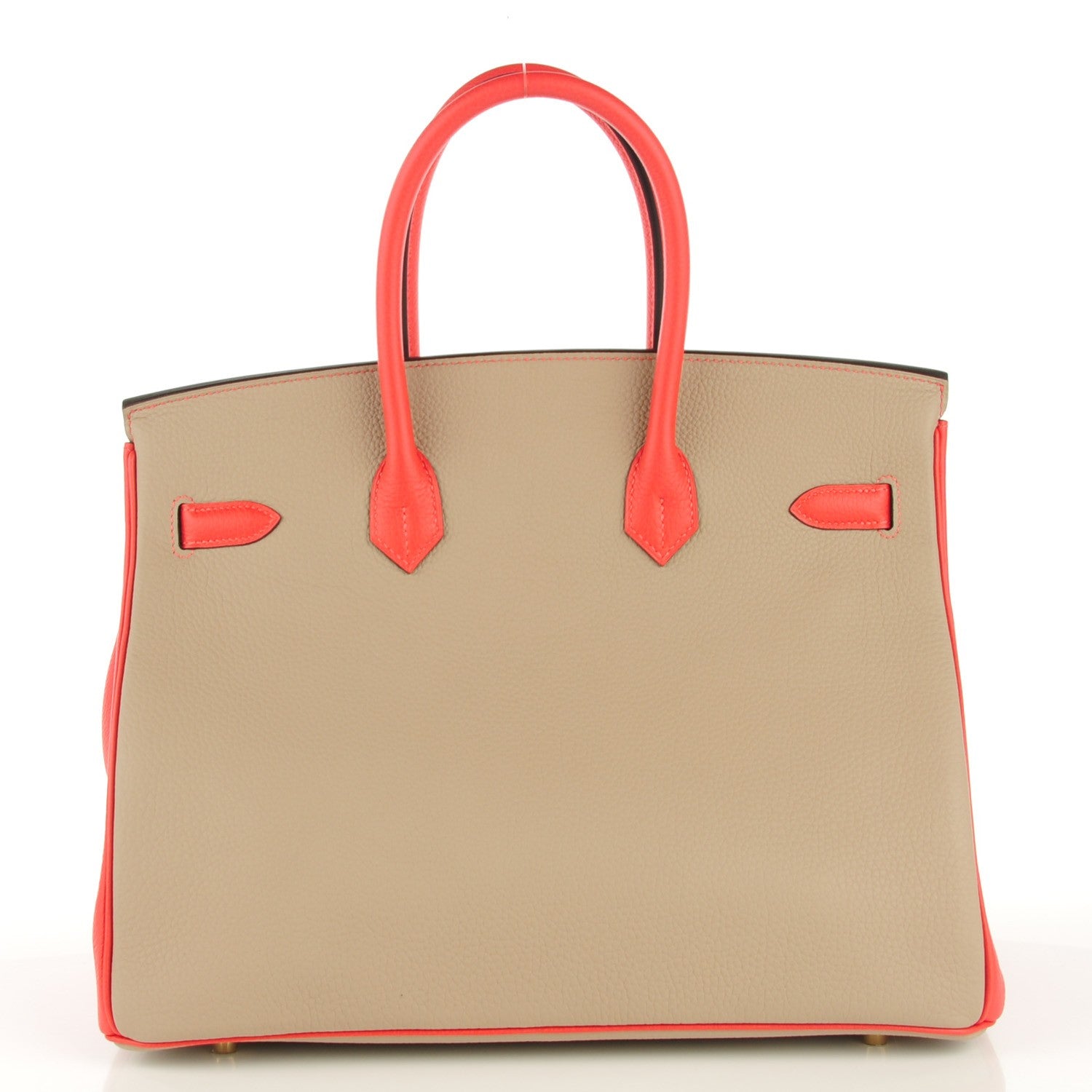 Hermes Togo Bi Color Horseshoe Birkin 35 Rouge Pivoine Gris Tourterelle 4 of 17