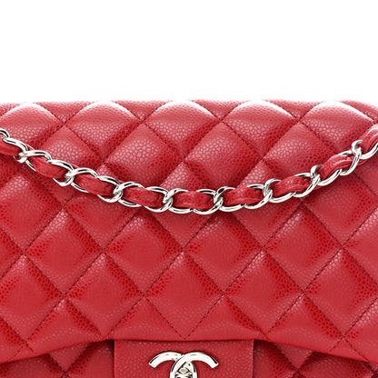 Chanel Caviar Quilted Jumbo Double Flap Red 8 of 10