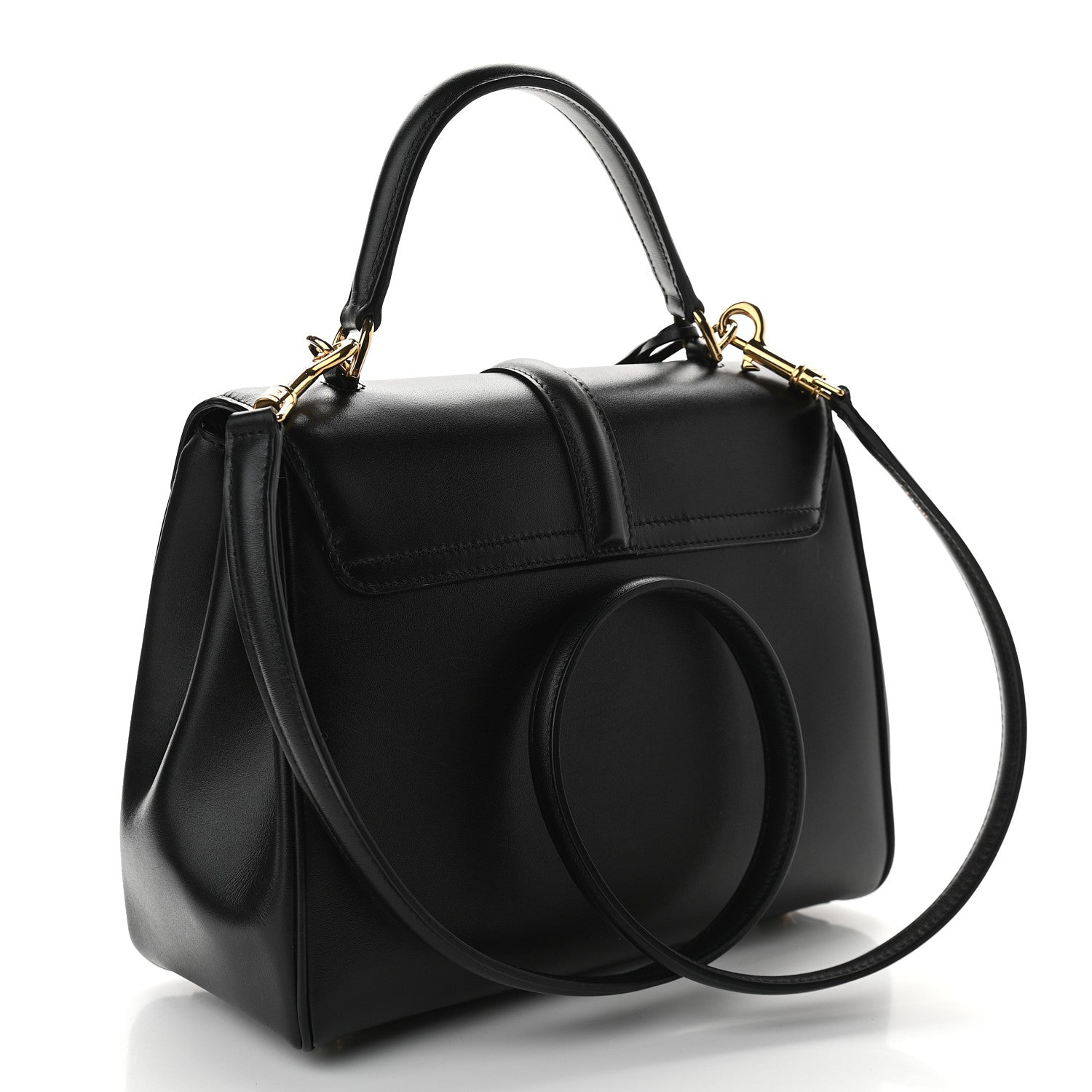 Celine Satinated Calfskin Small 16 Top Handle Bag Black 3 of 9