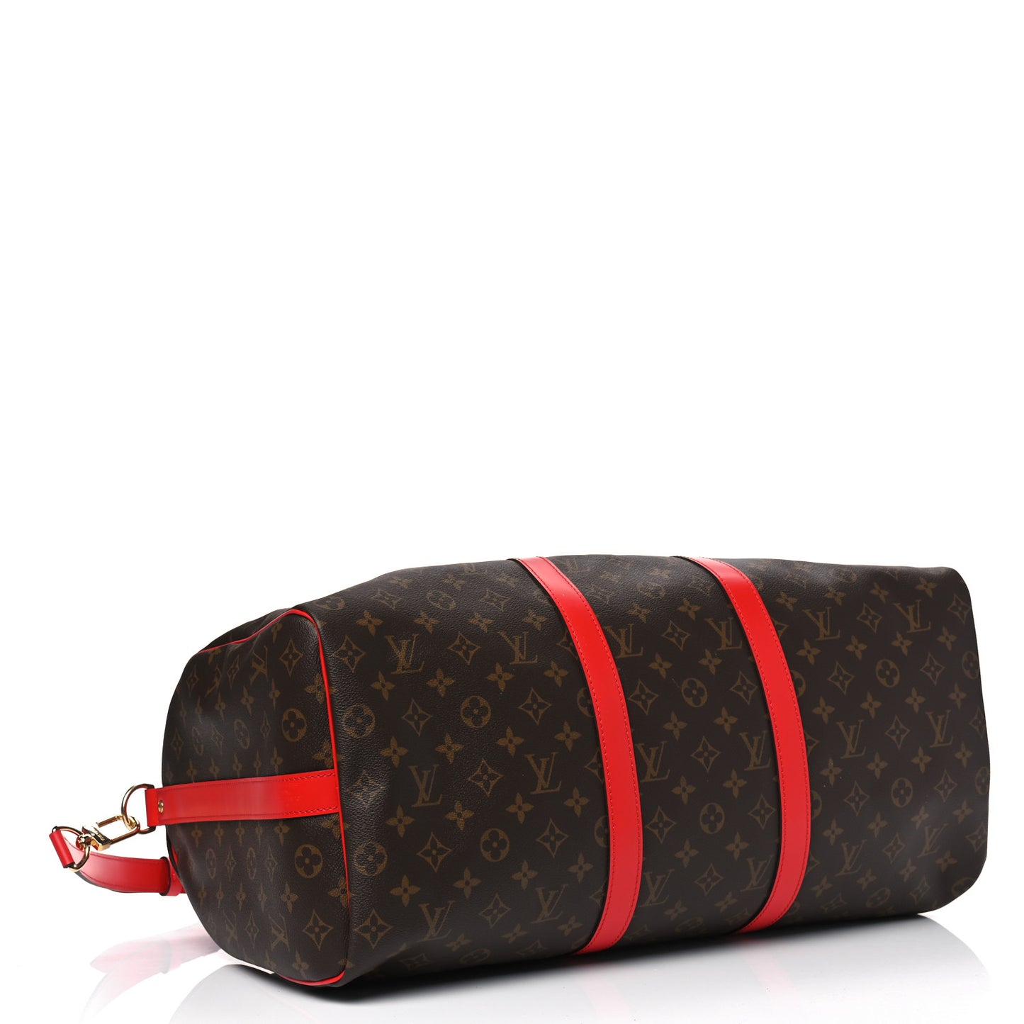 Calfskin Monogram Keepall Bandouliere 50 Coquelicot