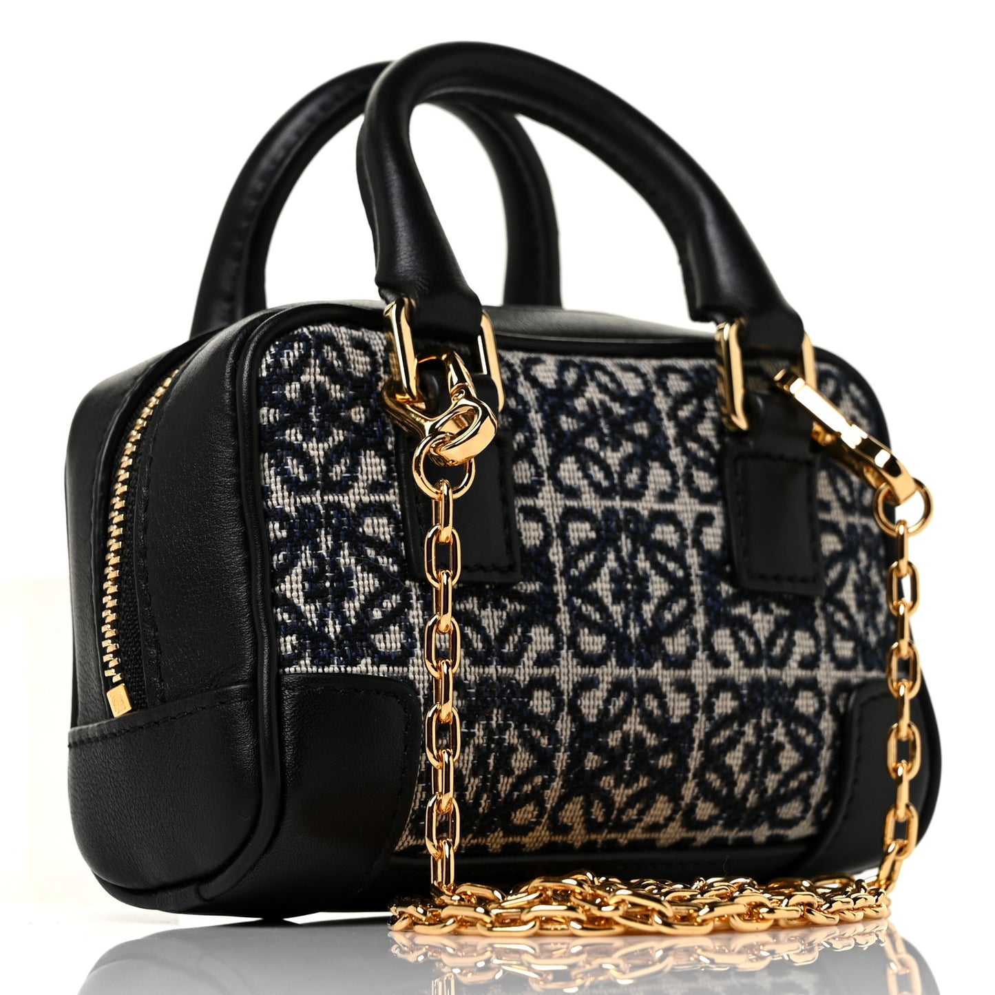Jacquard Anagram Calfskin Amazona Nano Black Navy