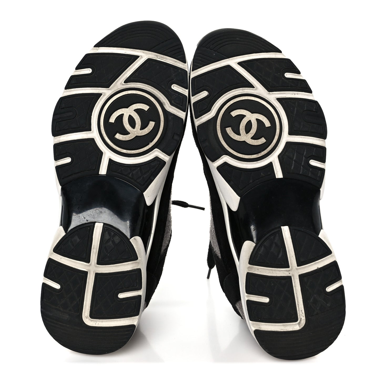 Fabric Suede Calfskin CC Sneakers 38 Gray Black