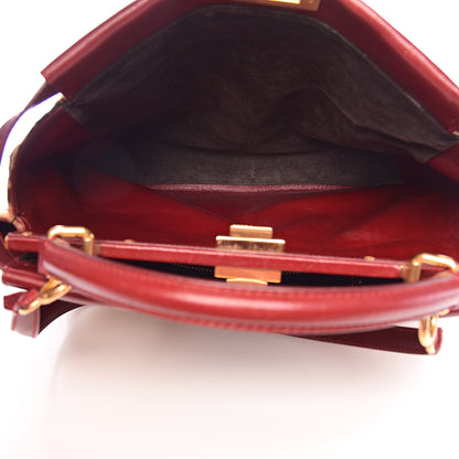 Fendi Calf Hair Leopard Print Large Peekaboo Iconic Satchel Rosso Cilegia 5 of 14