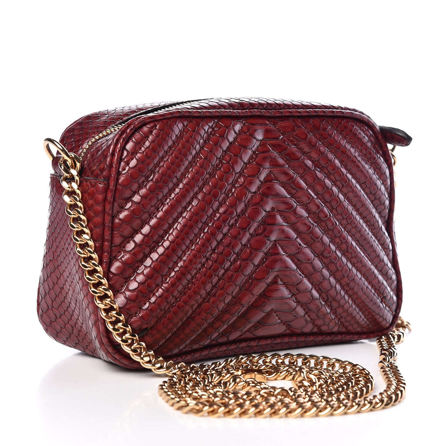 Snakeskin Effect Small Star Patch Shoulder Bag Burgundy