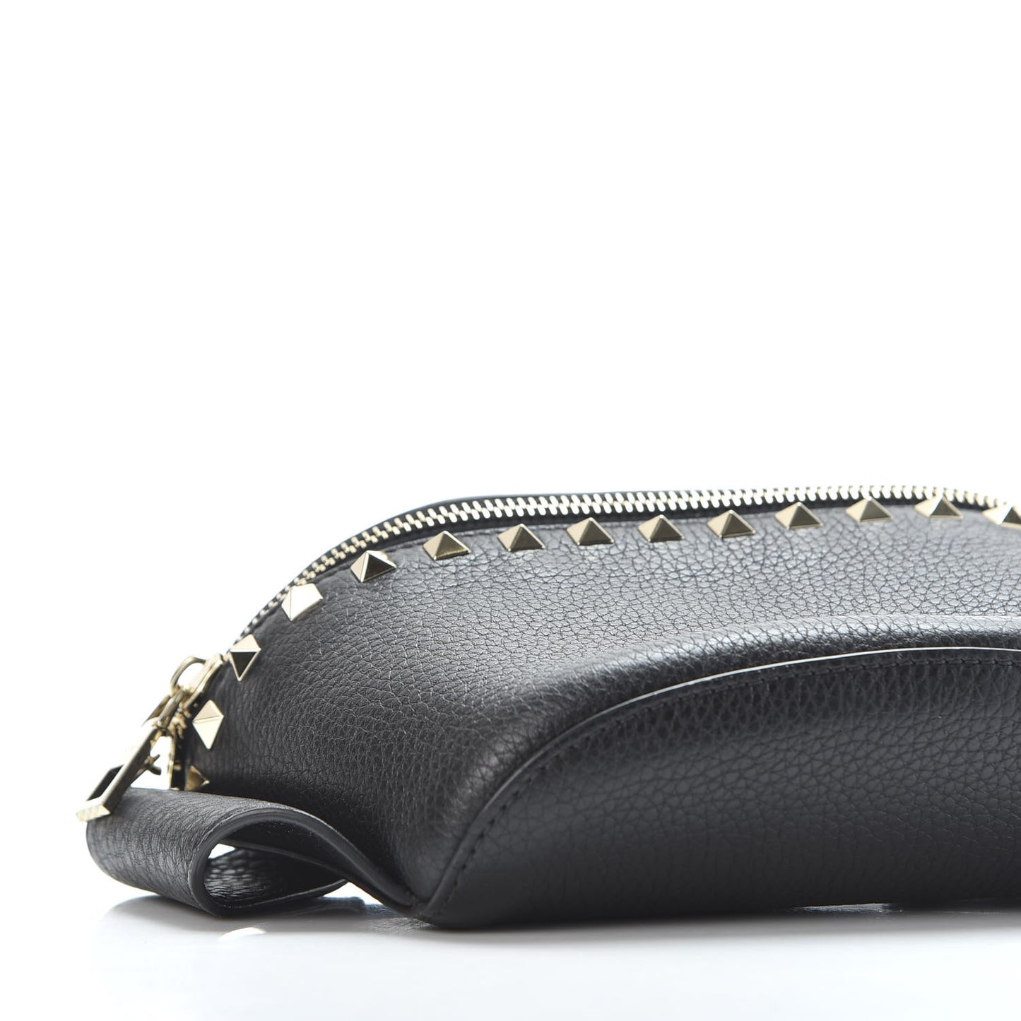 Grainy Calfskin Rockstud Belt Bag Black