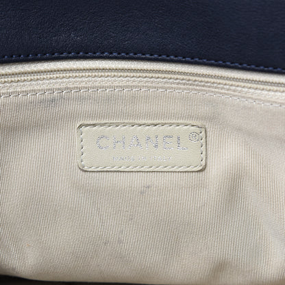 Chanel Washed Lambskin Quilted Chain Around Maxi Flap Dark Navy Blue 5 of 14