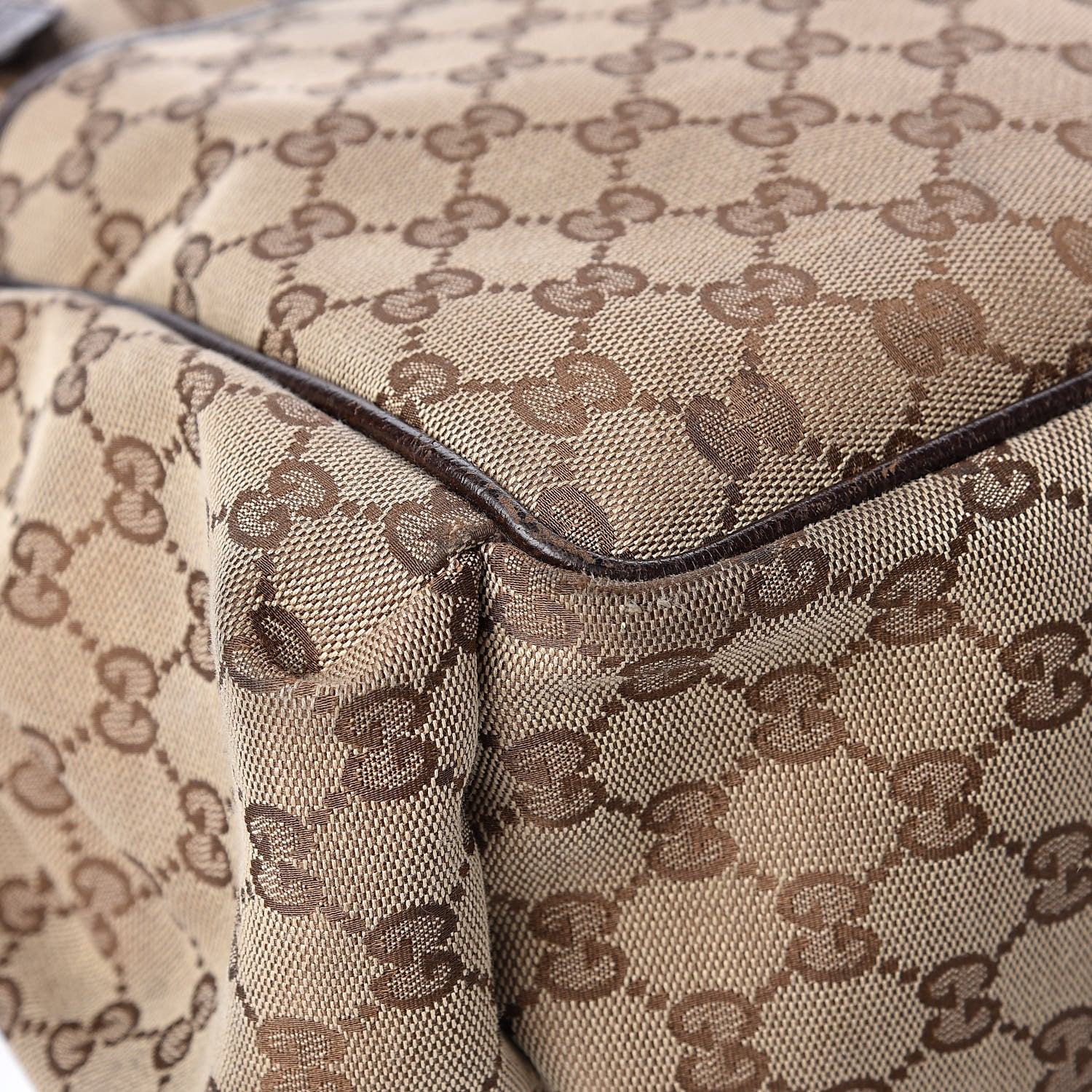 Gucci Monogram Natural Pigskin Large Diaper Bag Beige Ebony Cocoa Dark Chocolate 10 of 12