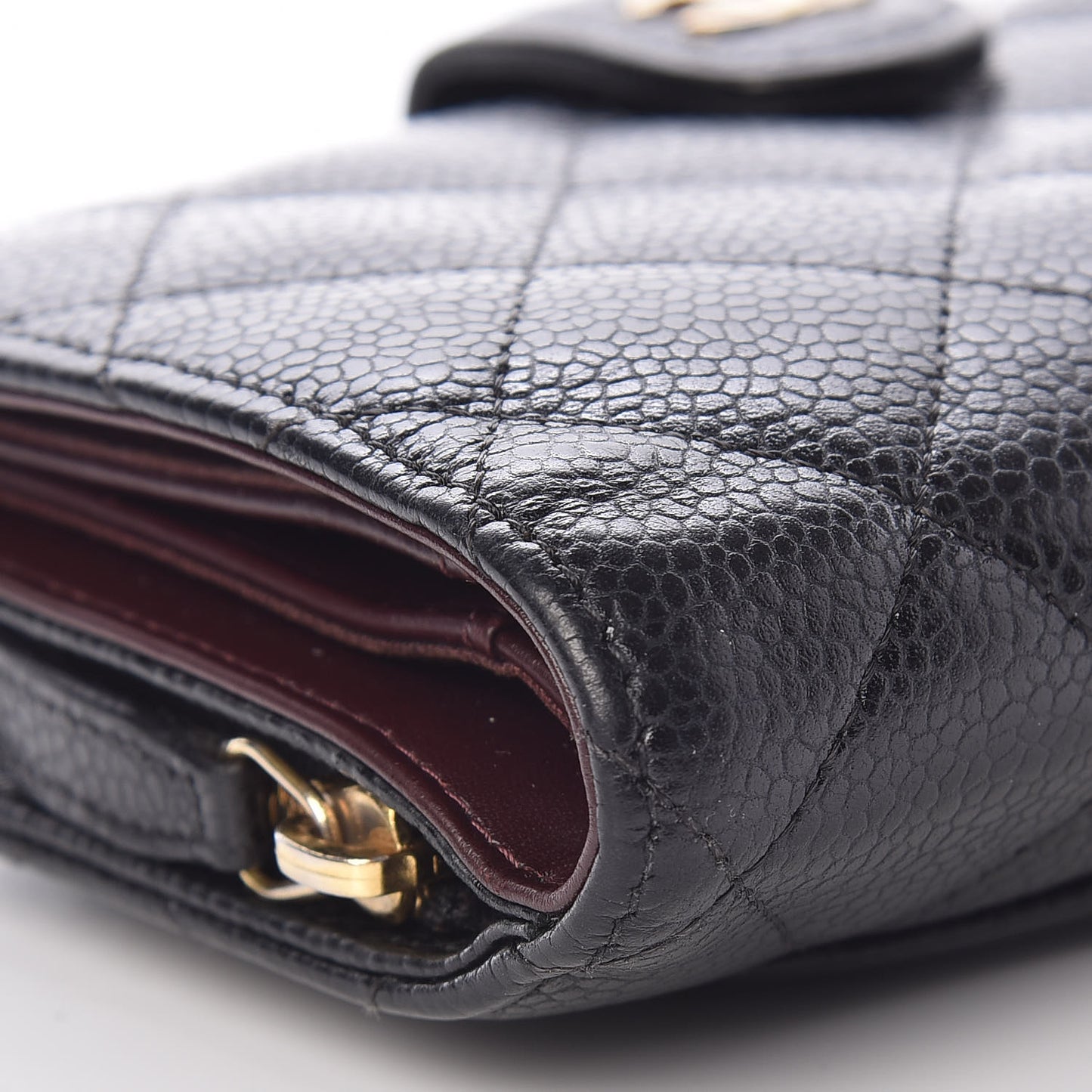 Caviar Quilted Zipped Pocket Wallet Black