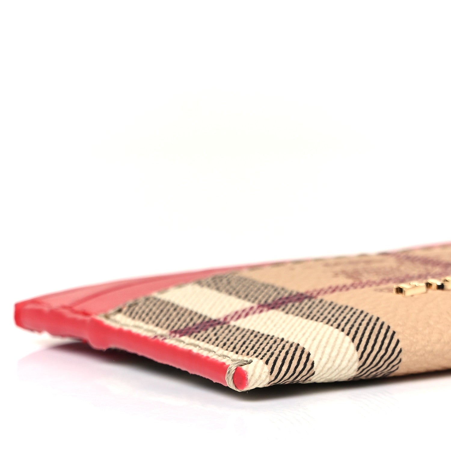 Burberry Soft Grain Calfskin Haymarket Check Izzy Card Case Red 8 of 9