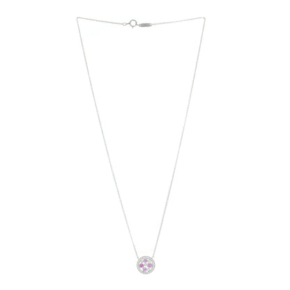 Tiffany Platinum Diamond Pink Sapphire Cobblestone Pendant Necklace 5 of 7