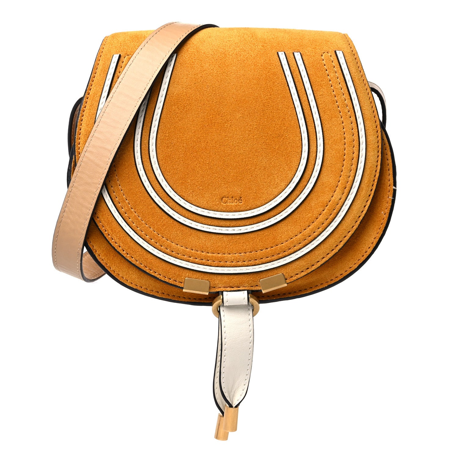 Chloe Suede Calfskin Mini Marcie Round Crossbody Bag Sunflower Yellow 1 of 12