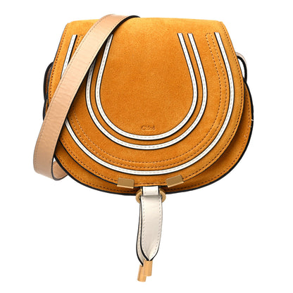 Chloe Suede Calfskin Mini Marcie Round Crossbody Bag Sunflower Yellow 1 of 12