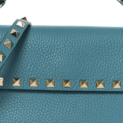 Valentino Garavani Grainy Calfskin Rockstud Crossbody Pouch Ultra Marine Green 7 of 9