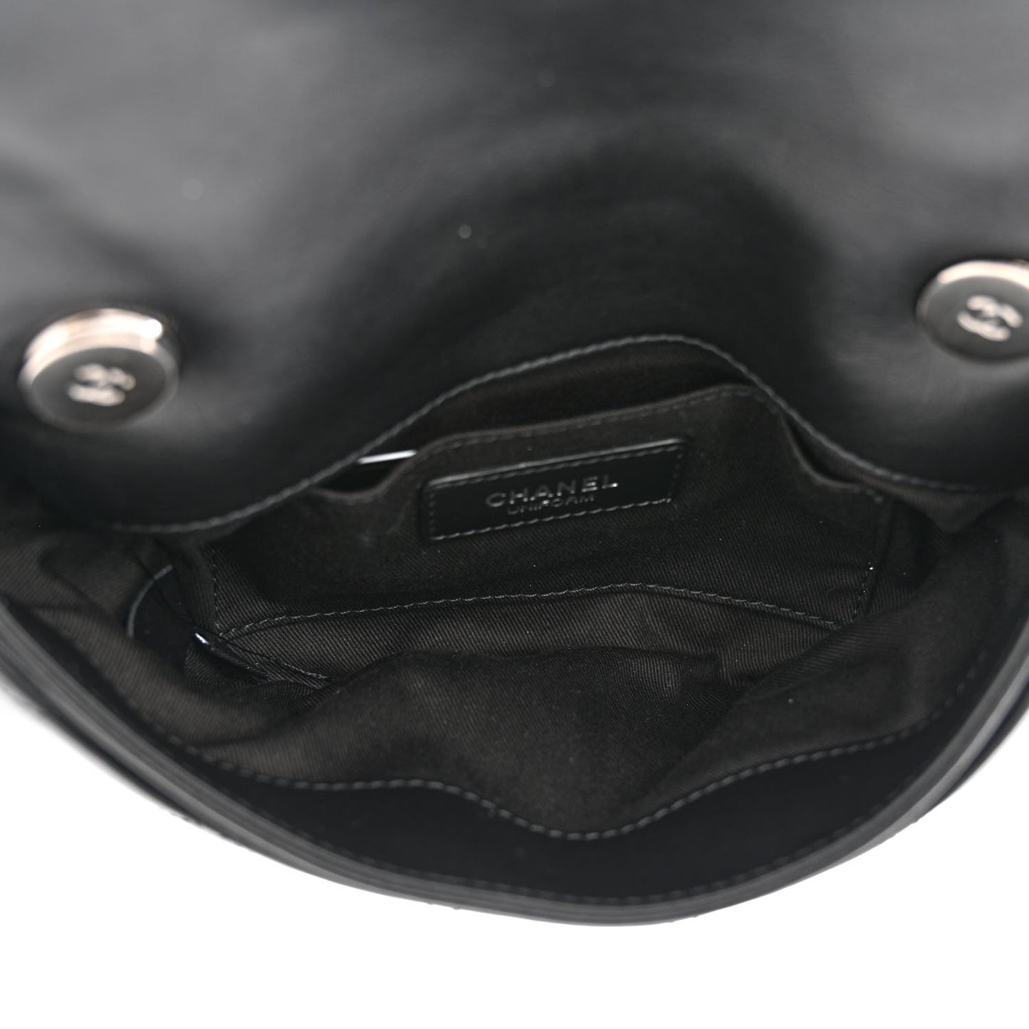 Calfskin Quilted CC Uniform Flap Belt Bag Black