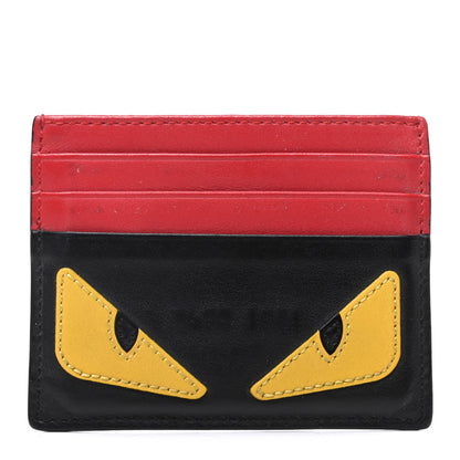 Fendi Vitello Century Monster Eyes Inlay Card Holder Black Giallo Rosso 1 of 10