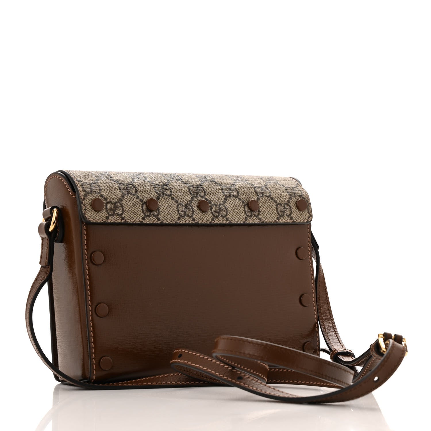 Gucci GG Supreme Monogram Script Logo Heart Crossbody Bag Beige Brown 3 of 13
