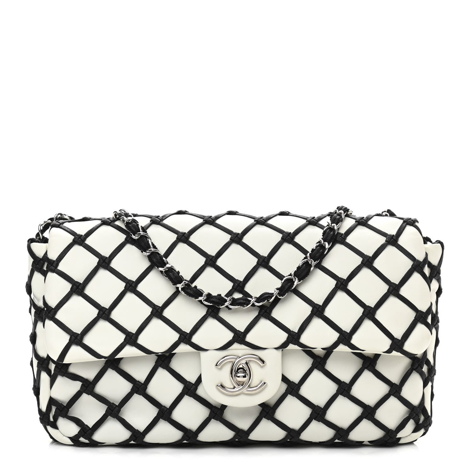 Chanel Lambskin Jumbo Canebiers Net Flap White 1081890 – FASHIONPHILE