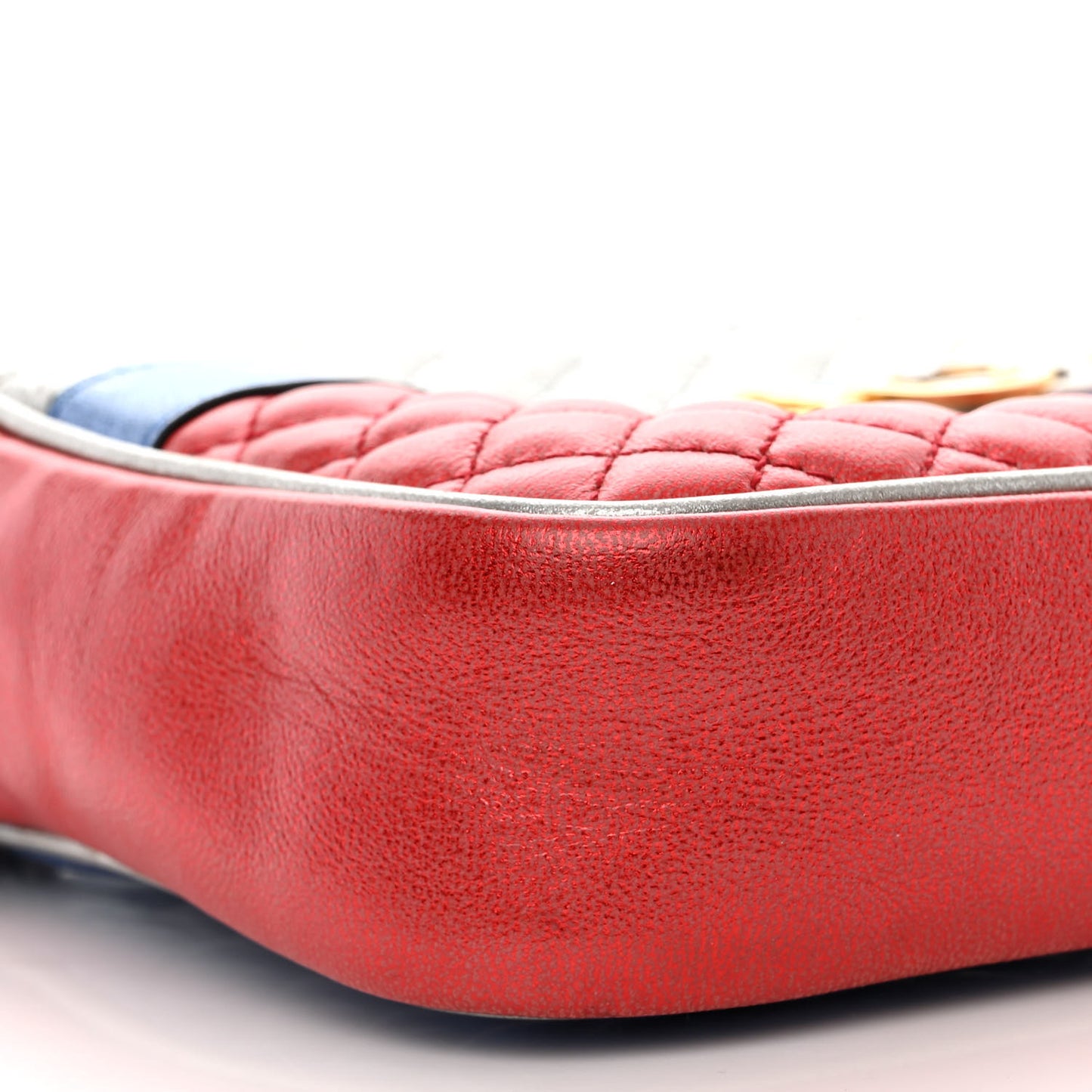Laminated Nappa Trapuntata Small Zumi Shoulder Bag Rosso Marine Argento