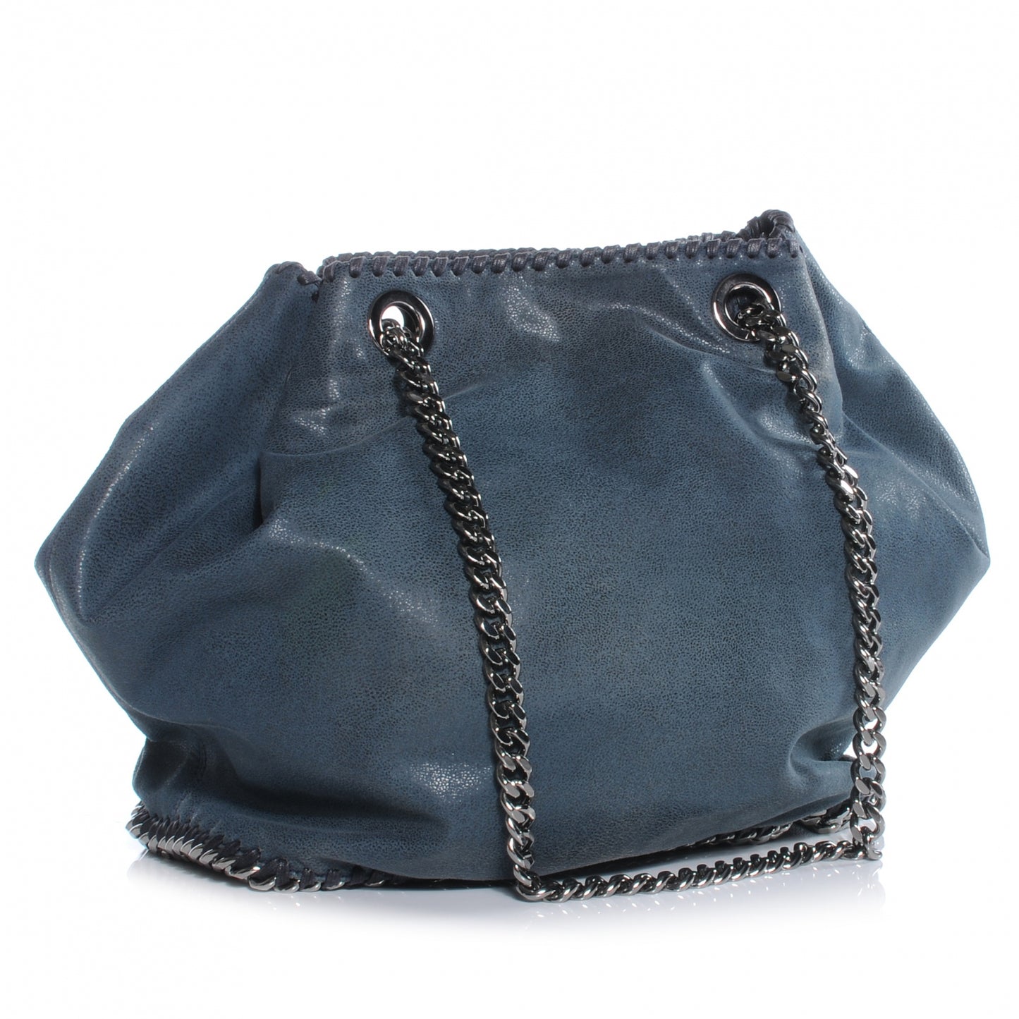 Faux Leather Shaggy Deer Small Falabella Bucket Bag Blue