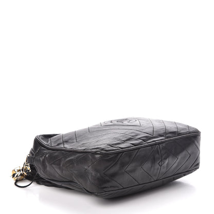 Chanel Lambskin Chevron Quilted Tassel Camera Case Black 4 of 17