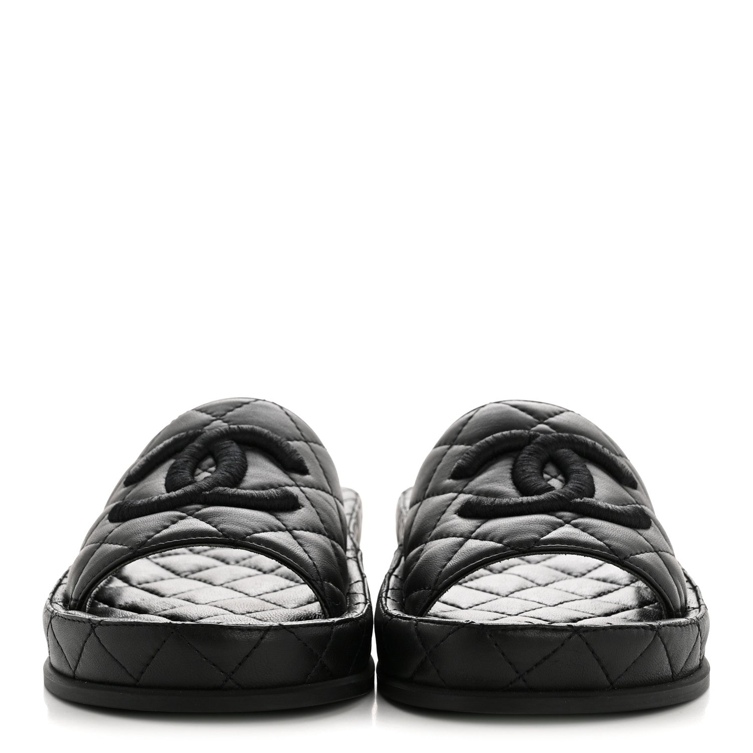 Chanel Lambskin Quilted CC Mules Sandals 35 Black 3 of 11