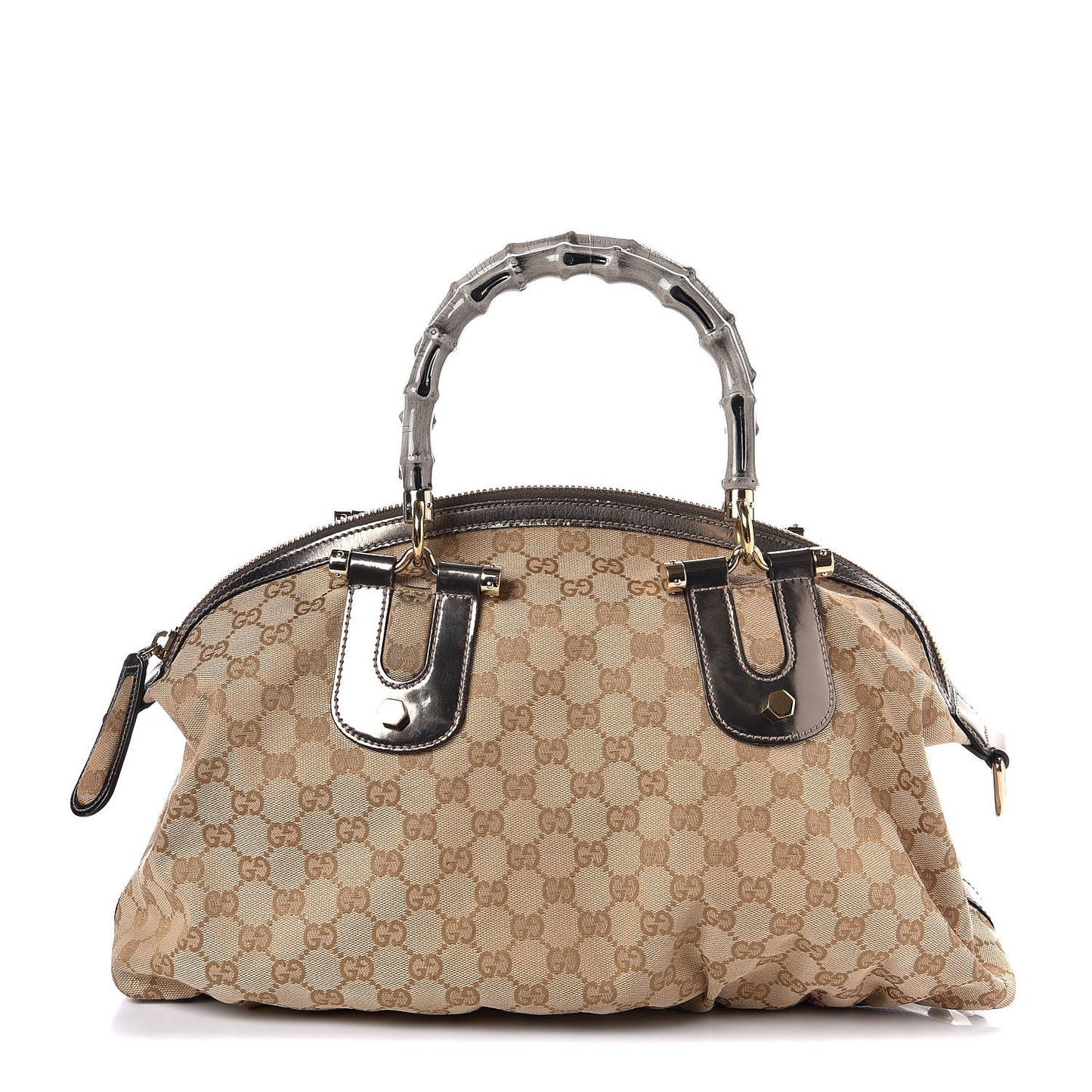 Monogram Pop Bamboo Top Handle Tote Pewter
