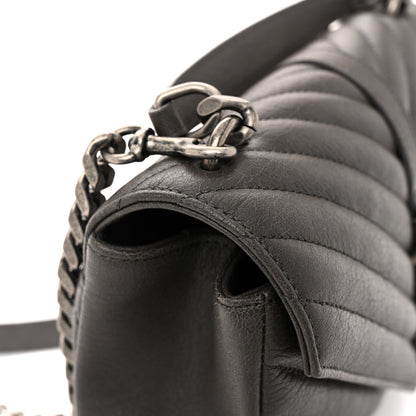 Saint Laurent Sheepskin Matelasse Chevron Monogram Medium College Bag Asphalt 12 of 13