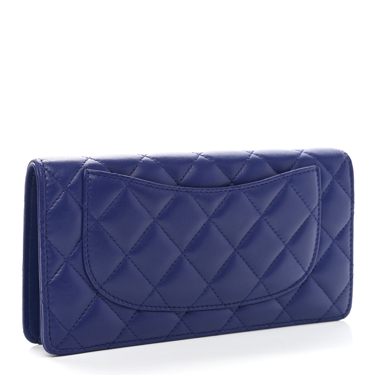 Chanel Lambskin Quilted Yen Wallet Dark Blue 3 of 8