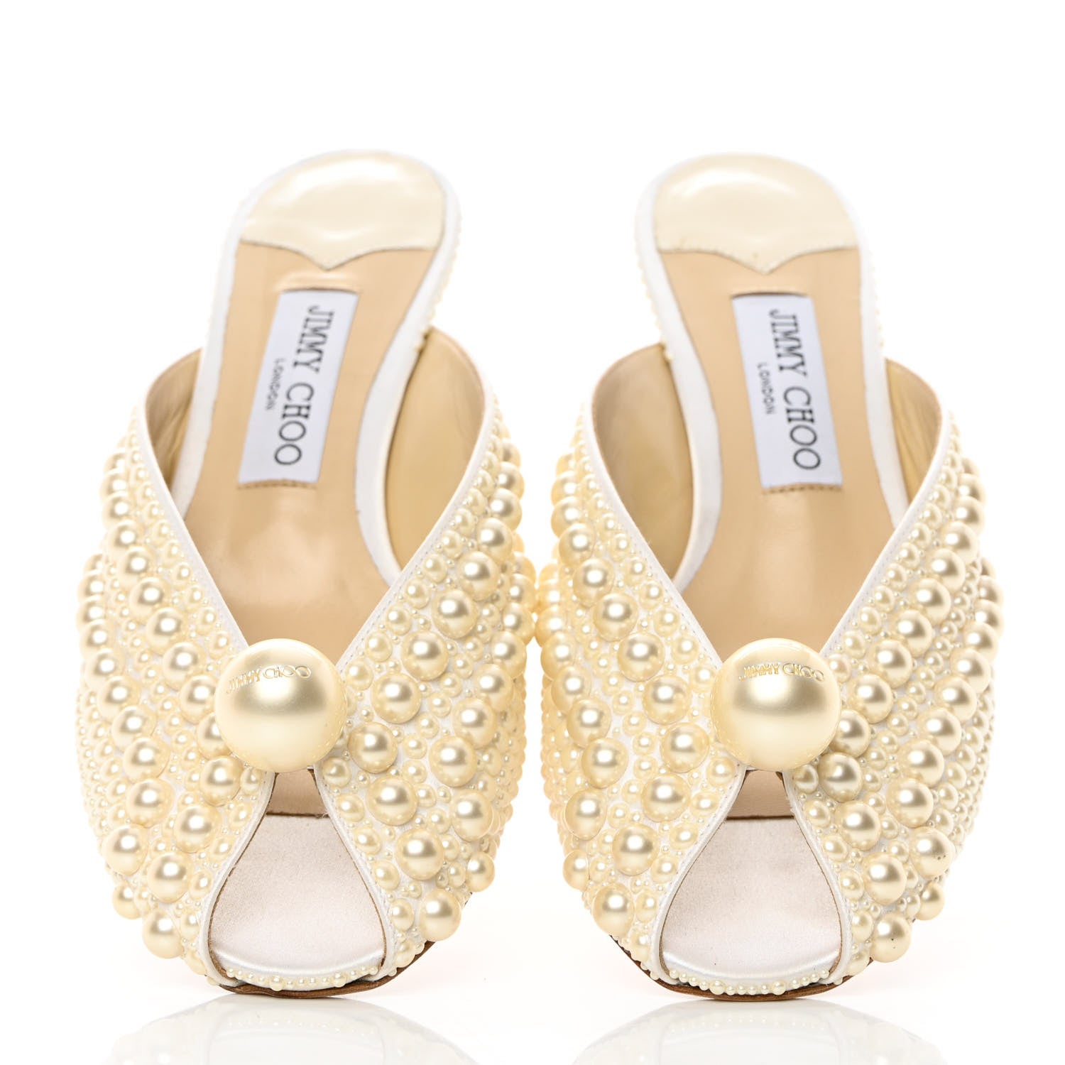 Jimmy Choo Satin Samantha Pearl Mules 39 White 10 of 16