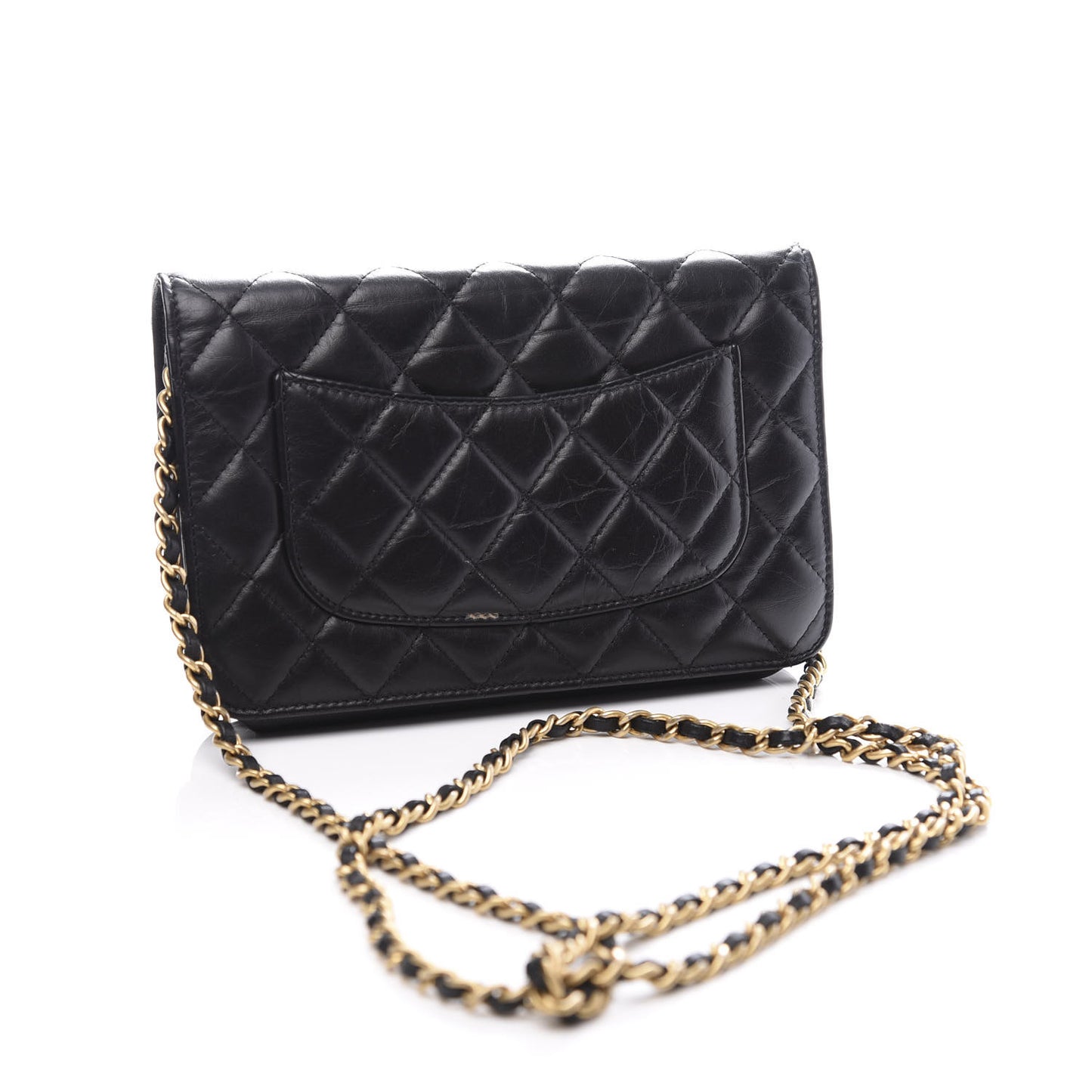 Aged Calfskin Quilted Reissue Wallet On Chain WOC Black